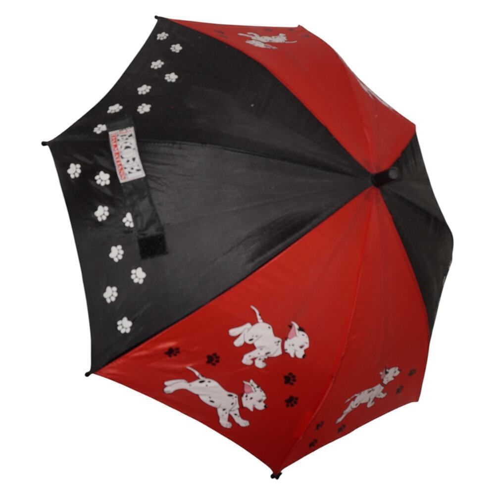 Vintage Disney 101 Dalmatians Kids Umbrella Dog Handle Red Black Paw Print